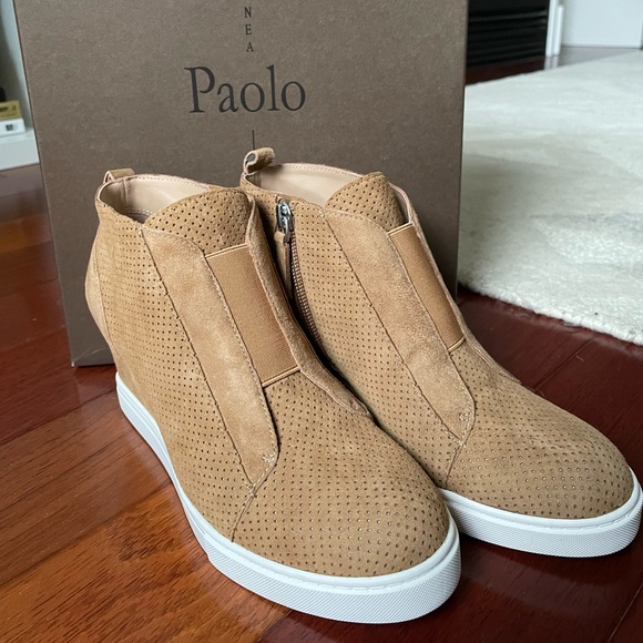 Linea Paolo “Felicia” Tan Suede Wedge Sneaker Shoe - Picture 3 of 5